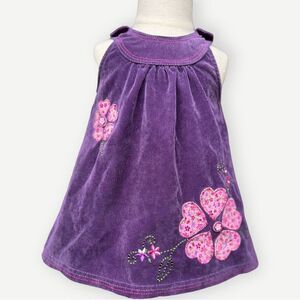 Sweet Heart Rose Girls Sleeveless Purple Floral Embroidered Dress. 18 Months.